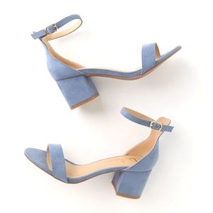Harper Blue Suede Ankle Strap Heels